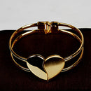 Trendy Metal Geometric Frosted Peach Heart Bracelet Shiny Double Heart Splice Bracelet