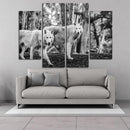 Miico Hand Painted Four Combination Decorative Paintings Double W-olves Wall Art For Home Decoration