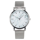 Fashion Women Marble Surface Stainless Steel Band Ladies Dress Quartz Watch