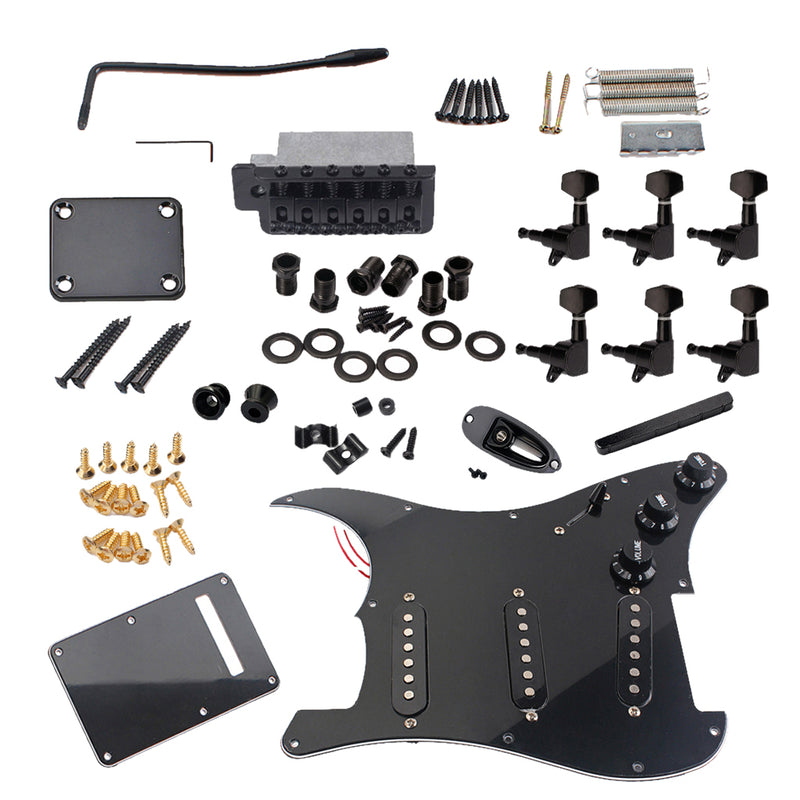 1 Set Guitar Replacement 3-ply SSS Prewired Pickup Pickguard for Electric Guitar Parts Black