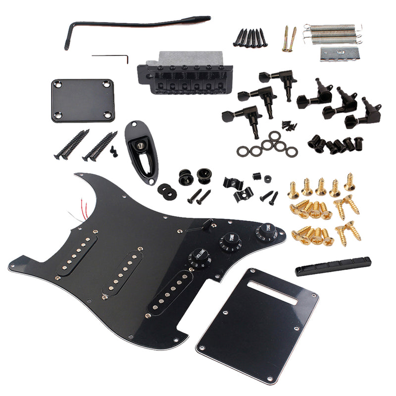 1 Set Guitar Replacement 3-ply SSS Prewired Pickup Pickguard for Electric Guitar Parts Black