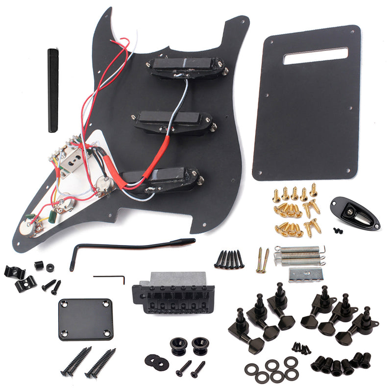 1 Set Guitar Replacement 3-ply SSS Prewired Pickup Pickguard for Electric Guitar Parts Black