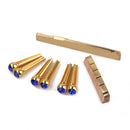 Brass Slotted Saddle Nut + Blue Opal Bridge Pins Set for Acoustic Folk Guitar Replacements