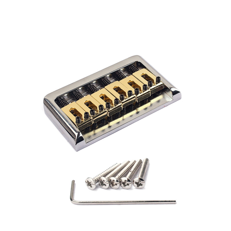 1 Set 6 String Guitar Fixed Bridge Saddle for Electric/Cigar Box Guitar Replacement Parts Chrome