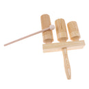 3 Tone Agogo Bell with Beater Wood Tone Block for Children Kids Musical Toy Gift