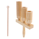3 Tone Agogo Bell with Beater Wood Tone Block for Children Kids Musical Toy Gift