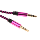 1m Nylon Audio Cable 3.5mm To 3.5mm Aux Cable M To M For Car Stereo Rosered
