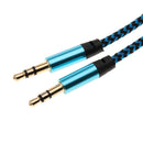 1m Nylon Audio Auxiliary Cable Male To Male For Headphone Car Stereo Blue
