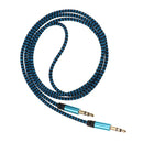 1m Nylon Audio Auxiliary Cable Male To Male For Headphone Car Stereo Blue