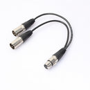 Durable 3 Pin XLR Female to Dual Male Plug Cable Y Splitter for Microphone Studio Accessory