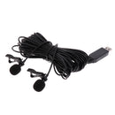 Universal Black USB Plug Lapel Collar Clip-on Condenser Microphone Dual Head Wired Mic 6m/19.68ft