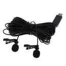 Universal Black USB Plug Lapel Collar Clip-on Condenser Microphone Dual Head Wired Mic 6m/19.68ft