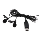 Universal Black USB Plug Lapel Collar Clip-on Condenser Microphone Dual Head Wired Mic 1.5m/4.92ft