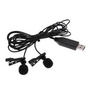 Universal Black USB Plug Lapel Collar Clip-on Condenser Microphone Dual Head Wired Mic 1.5m/4.92ft