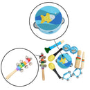 Kids Musical Instrument Backpack Tambourine+Maracas+Finger Castanets+Waist Bells Early Learning Educational Toys