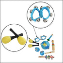 Kids Musical Instrument Backpack Tambourine+Maracas+Finger Castanets+Waist Bells Early Learning Educational Toys