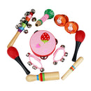 Musical Instrument Set 7 Kinds Tambourine Drum Percussion Toys for Toddlers Kids Pink