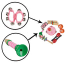 Musical Instrument Set 7 Kinds Tambourine Drum Percussion Toys for Toddlers Kids Pink