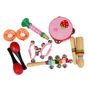 Musical Instrument Set 7 Kinds Tambourine Drum Percussion Toys for Toddlers Kids Pink