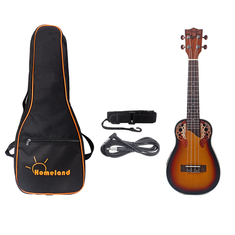 1 Set Spruce 23inch Concert Ukulele Hawaii Guitar with Storage Bag Strap 6.35mm Plug Cable