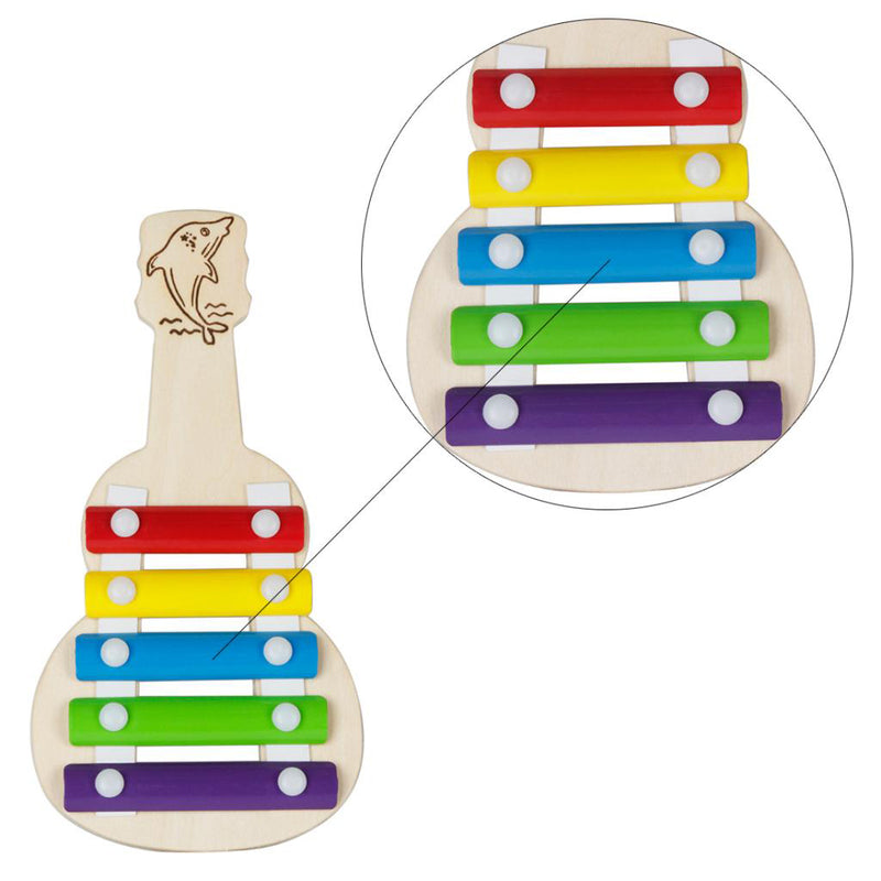 1 Set 5-notes Multi-colored Xylophone Handheld Piano Toys for Baby Kids Musical Toys Gift