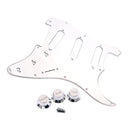 Chrome Mirror Style SSS Pickguard Scratch Plate with 1V2T Guitar Control Knobs for Fender Strat ST Guitar
