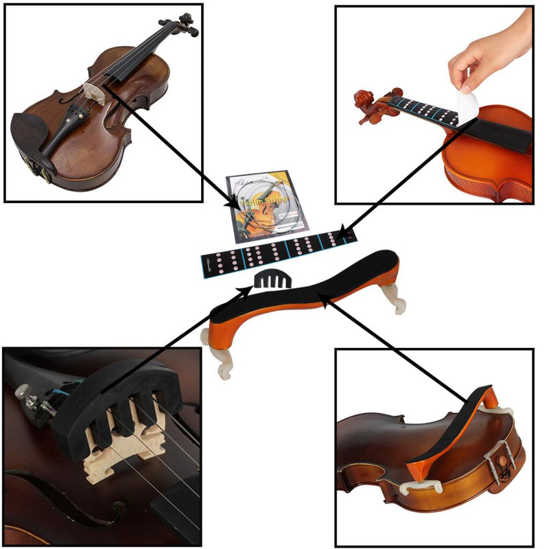 1 Set 4/4 Full Size Violin Replacement Shoulder Rest String 5 Forks Mute Fingerboard Marker for Violinist