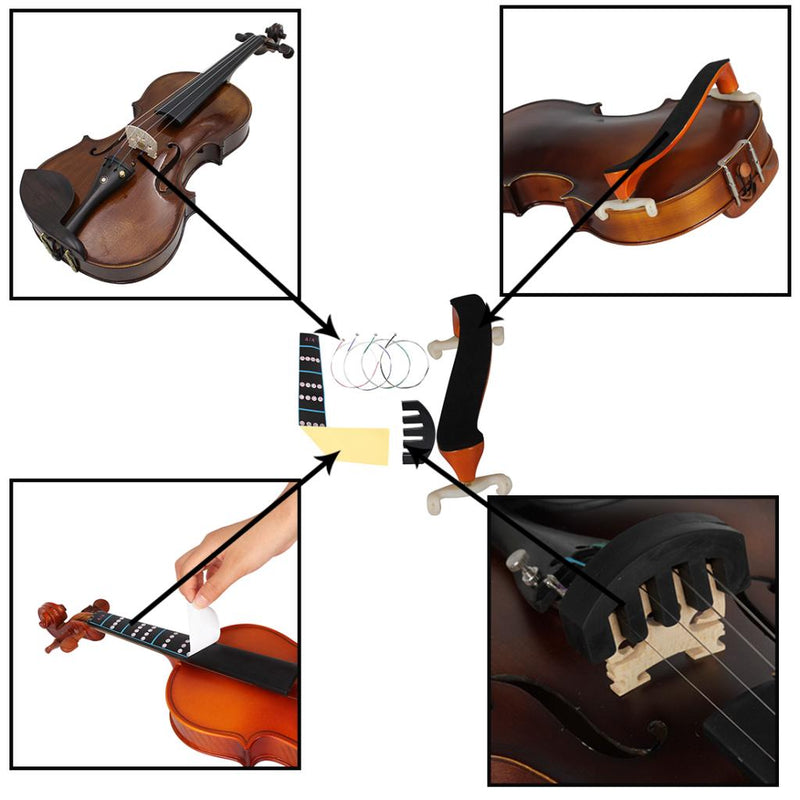 1 Set 4/4 Full Size Violin Replacement Shoulder Rest String 5 Forks Mute Fingerboard Marker for Violinist
