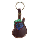 Soft Leather Guitar Pick Holder Plectrum Case Bag Guitar Shape Design 10 x 5cm