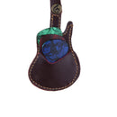 Soft Leather Guitar Pick Holder Plectrum Case Bag Guitar Shape Design 10 x 5cm