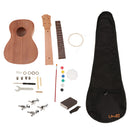 23inch Concert Ukulele Hawaii Guitar DIY Kit with Nut Saddle Bridge Strings Tuning Pegs Gig Bag