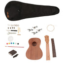 23inch Concert Ukulele Hawaii Guitar DIY Kit with Nut Saddle Bridge Strings Tuning Pegs Gig Bag