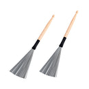 1 Pair Drum Steel Wire Brushes Perform Wooden Drumsticks Drum Mallets 362mm/14.25inch