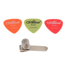 3Pcs 0.71mm Guitar Bass Plectrums Finger Picks with 1Pc Spring Pick Holder Organiser Set