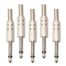 Durable 5pcs Alloy Monaural 6.35mm TRS Adapters for Microphone Electric Guitar Parts