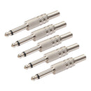 Durable 5pcs Alloy Monaural 6.35mm TRS Adapters for Microphone Electric Guitar Parts