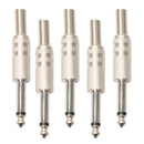 Durable 5pcs Alloy Monaural 6.35mm TRS Adapters for Microphone Electric Guitar Parts
