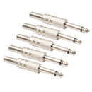 Durable 5pcs Alloy Monaural 6.35mm TRS Adapters for Microphone Electric Guitar Parts