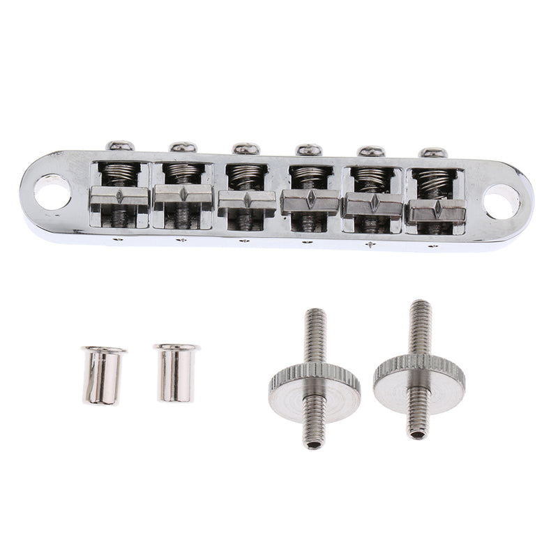 1 Set Adjustable Metal Electric Jazz Guitar Bridge with Screws Silver