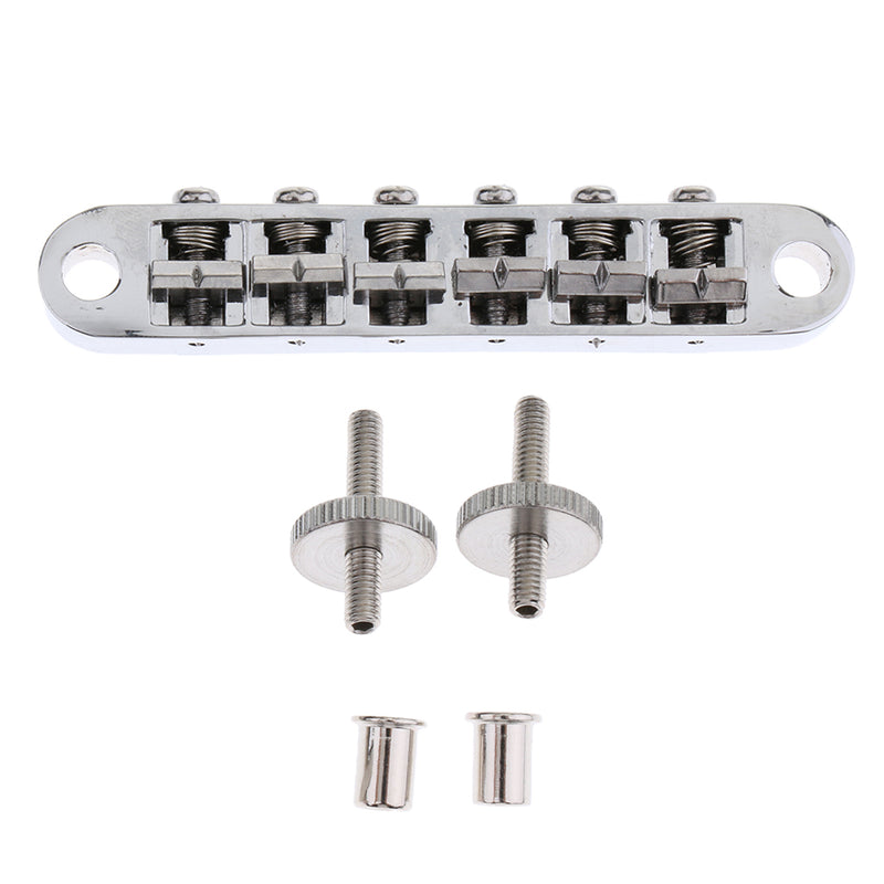 1 Set Adjustable Metal Electric Jazz Guitar Bridge with Screws Silver