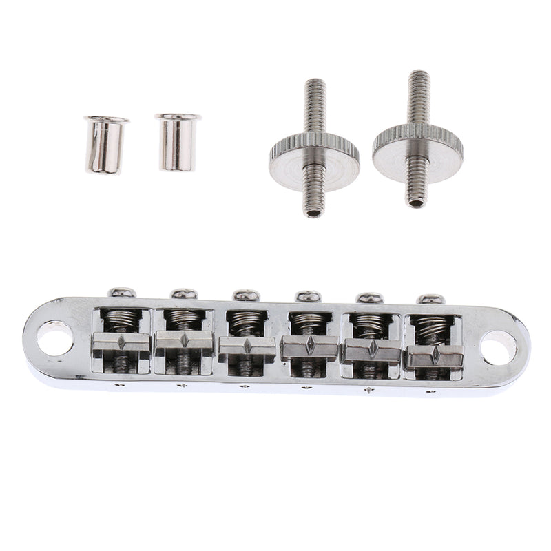 1 Set Adjustable Metal Electric Jazz Guitar Bridge with Screws Silver