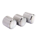 3 Pcs Volume Tone Control Metal Knob Silver With Pearl For Guitar Bass