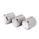 3 Pcs Volume Tone Control Metal Knob Silver With Pearl For Guitar Bass