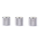 3 Pcs Volume Tone Control Metal Knob Silver With Pearl For Guitar Bass