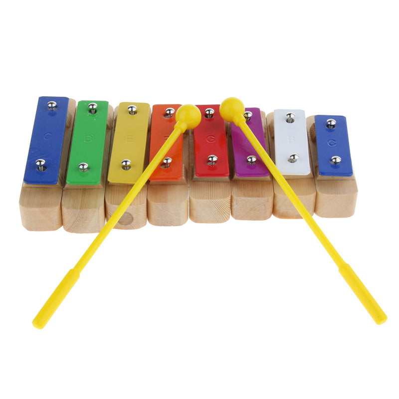 1 Set Wooden Kids Toys 8 Notes Xylophone Sound Brick Block with 2Pcs Mallets Sticks
