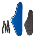 Triangular Violin Hard Case 4/4 Full Size Carbon Fiber, Built-in Hygrometer Gloss Blue