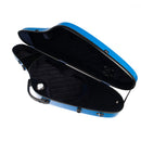 Triangular Violin Hard Case 4/4 Full Size Carbon Fiber, Built-in Hygrometer Gloss Blue