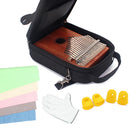 17 Key Kalimba Case Thumb Piano Bag Shockproof with Gloves Finger Stall Cleaning Cloth Black