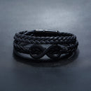 Stainless Steel Buckle Leather Alloy Black Plated 8 Word Imitation Leather Bracelet