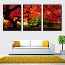 Miico Hand Painted Three Combination Decorative Paintings Maple Tree Wall Art For Home Decoration